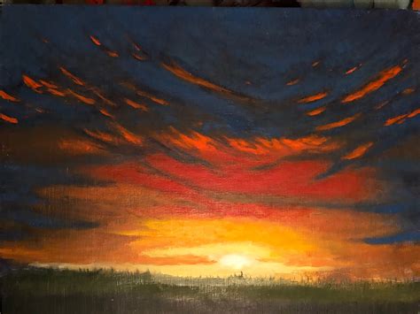 Sunset With Storm Clouds I: an Original Oil Painting - Etsy