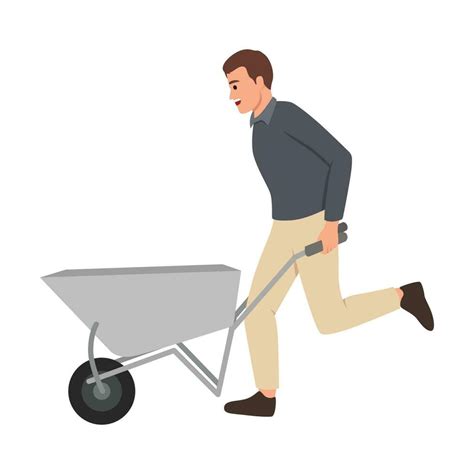 Man pushing wheelbarrow. 27787457 Vector Art at Vecteezy