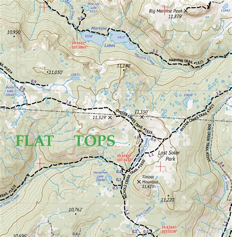 Flat Tops Wilderness Hiking Map - Outdoor Trail Maps