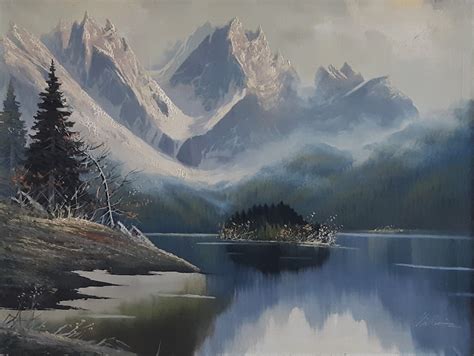 Mountain Lake Oil Landscape Original Painting Signed by the - Etsy