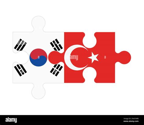 Connected Puzzle Of Flags Of South Korea And Turkey Vector Stock