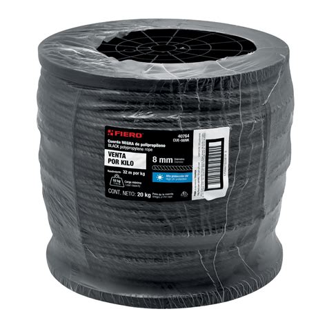 Kilo De Cuerda Negra De Polipropileno 8 Mm Carrete 20kg Fiero 40764