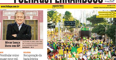 Capa Folha De Pernambuco Segunda 1 De Julho De 2019