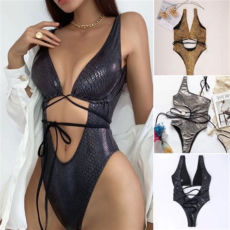 One Piece Swimsuit For Women Sexy Backless Tie Bikini Fashion Bathing