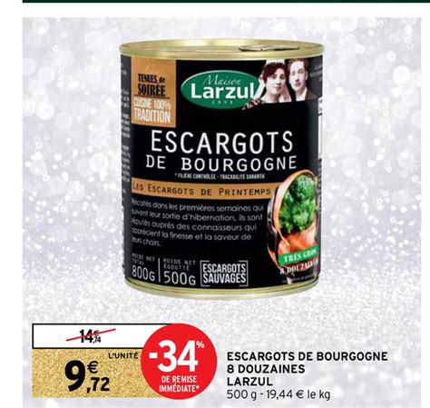 Promo Escargots De Bourgogne 8 Douzzaines Larzul chez Intermarché