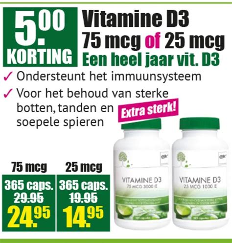 Vitamine D3 75 Mcg Of 25 Mcg Een Heel Jaar Vit D3 Aanbieding Bij