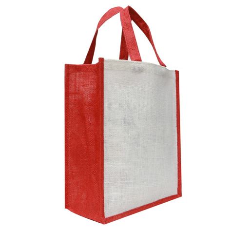 Loop Handle White And Red Plain Jute Bag At Rs 60 Piece In Kolkata ID