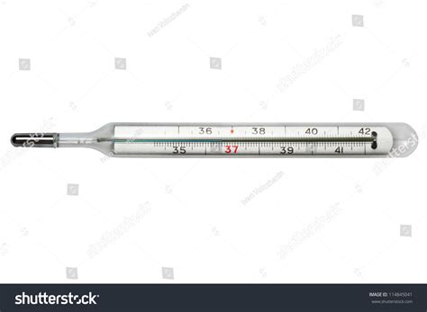 Glass Mercury Thermometer Isolated Over White Background Stock Photo