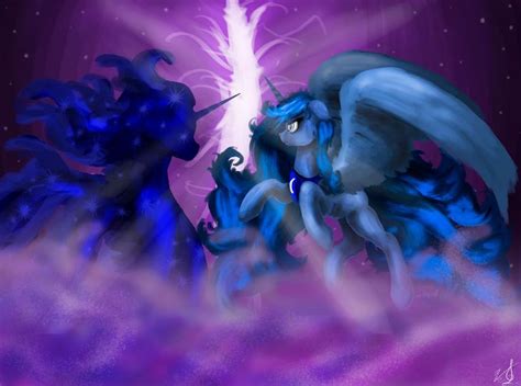 Nightmare Moon And Celestia Battle