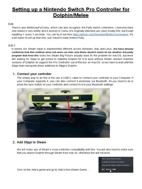 Configuring A Nintendo Switch Pro Controller For Dolphin And Melee Emulation Through Steam Pdf