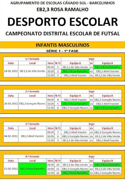 Desporto Escolar Eb Rosa Ramalho Calend Rio De Jogos Futsal