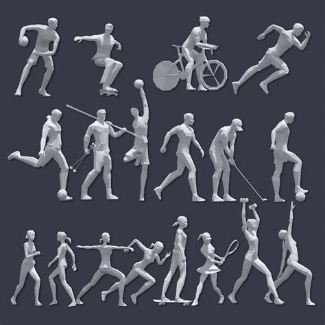 Low Poly Sport Pose Pack 3D Model