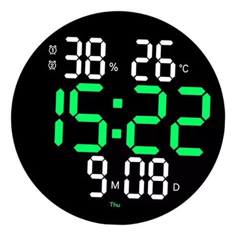 Reloj De Pared Multifuncional Redondo Digital Pantalla Gr Cuotas