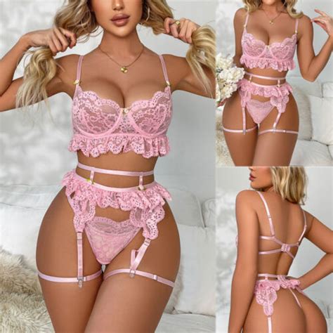 Women S Sexy Lingerie Lace Babydoll Bra Thong Set Sleepwear Underwear