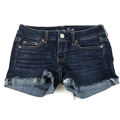 American Eagle Womens Jean Denim Short Shorts Size Stretch Dark Blue