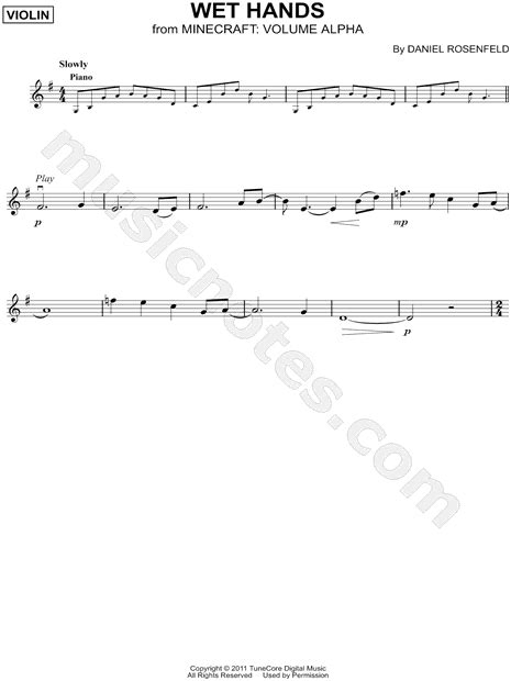 Wet Hands From Minecraft Sheet Music Violin Solo In G Major