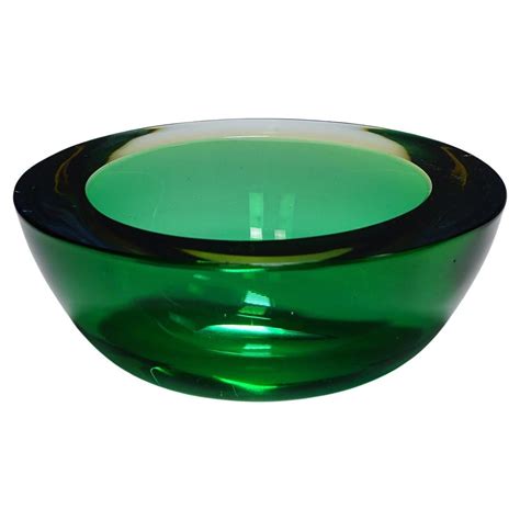 Archimede Seguso Geode Bowl In Green And Blue Murano Italy Ca 1950s