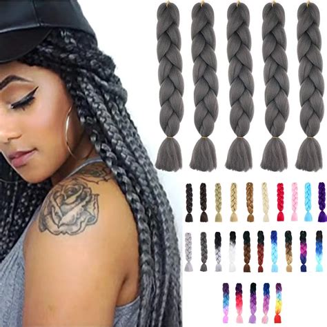 Rainbow Ombre Kanekalon Jumbo Jumbo Goddess Braids 24 Inch Ultra Braiding Hair Extensions In