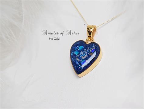 Cremation Ashes Memorial Ct Gold Heart Necklace Amulet Of Ashes