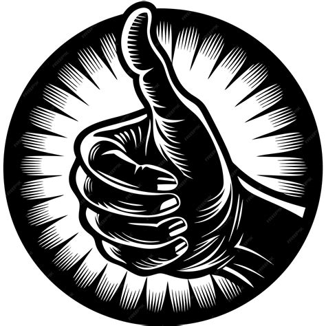 A Black And White Drawing Of A Hand Giving A Thumbs Up Sign Premium