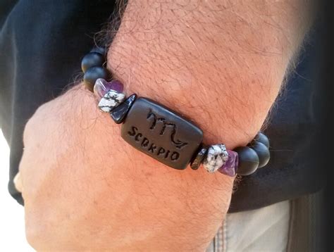 Scorpio Bracelet Birthstone Jewelry for Men Amethyst Bracelet - Etsy