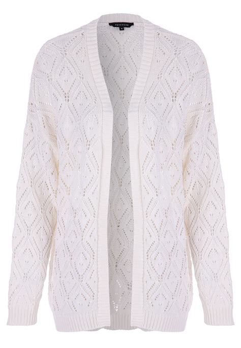 Womens Ecru Midi Diamond Cardigan Peacocks