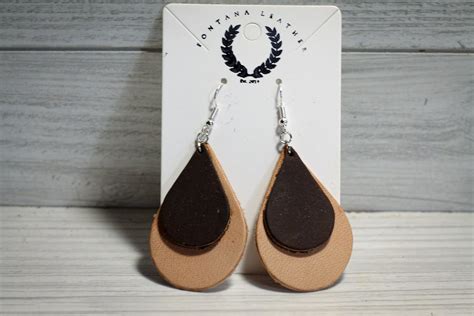 Boucles D Oreilles En Cuir Boucles D Oreilles Faites Etsy