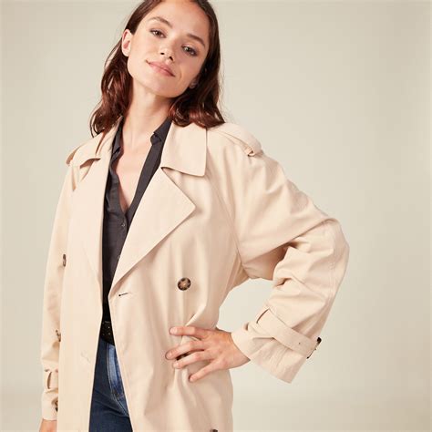 Trench droit long déperlant beige femme Vibs