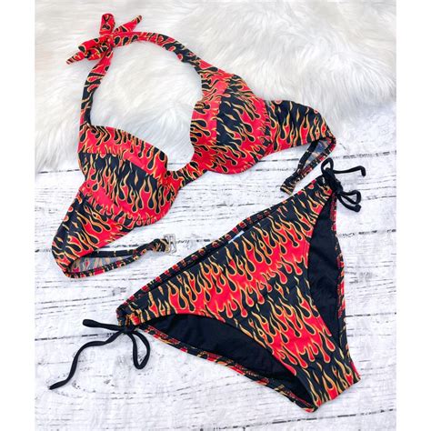 Womens Black And Red Bikinis And Tankini Sets Depop