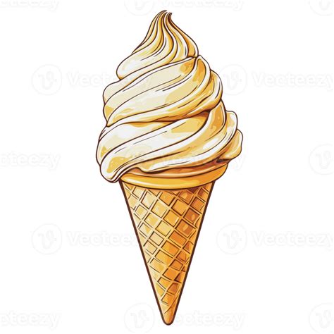 Creamy Swirled Vanilla Soft Serve Ice Cream Cone 49327419 Png