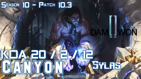 Dwg Canyon Sylas Vs Master Yi Jungle Patch 103 Kr Ranked Youtube