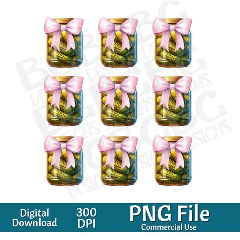 Pickle Jar Png Pink Bow Looking Like A Snack Coquette Decor