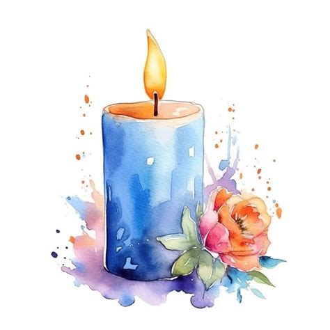 Premium Ai Image Watercolor Candles Illustration