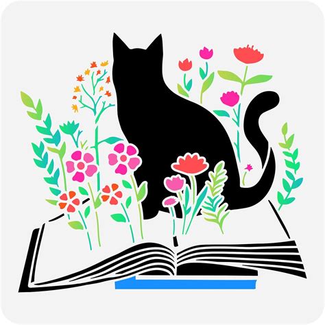 FINGERINSPIRE Cat Stencil 30x30cm Wild Flowers Painting Stencil