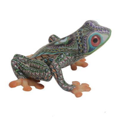 Colorful Polymer Clay Frog Sculpture Inch Vibrant Tree Frog