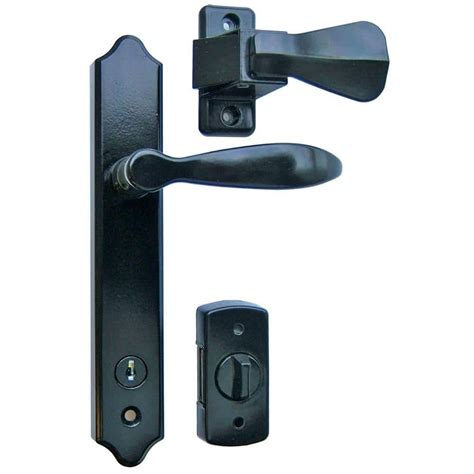 Ideal Security Deluxe Black Storm Door Handle Set With Deadbolt Sk1215bl The Home Depot