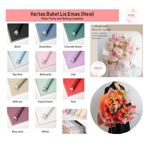 Jual Lembar Kertas Buket Lis Emas New Flower Wrapping Gold