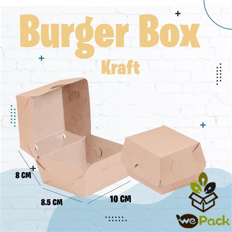 Jual Box Burger Kotak Dimsum Snack Kue Kemasan Dus Burger Kertas Kraft