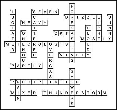 Weather Forecast Crossword Puzzle For Kids Free Printable Pdf