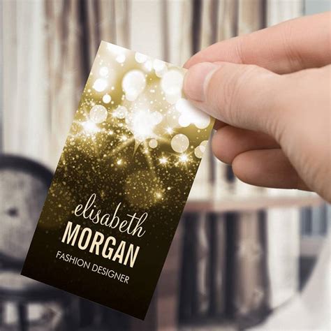 Bright Gold Glitter Sparkle Bokeh Business Card