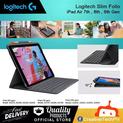 Logitech Ipad Keyboards Slim Folio For Ipad 7th 8th 9th Gen Keyboard Case With Bluetooth Ipad