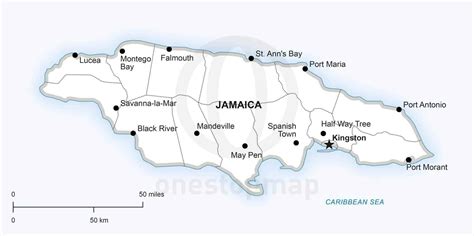 Jamaica Parishes Their Capitals And Landmark Attractions ~ mapvine