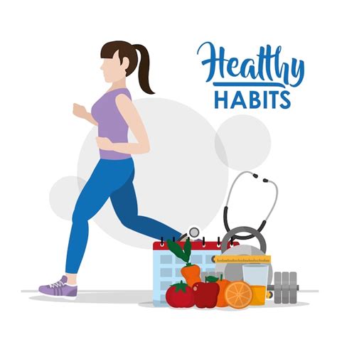 Premium Vector Woman With Healthy Habits Lifestyle Concept