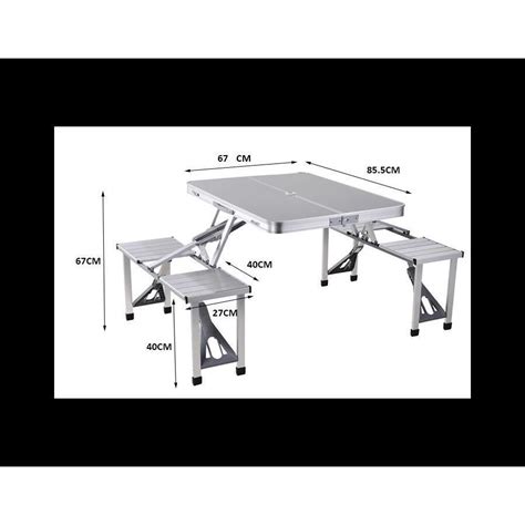 Mesa Dobrável Em Aluminio Camping Tipo Maleta 4 Banquetas Submarino