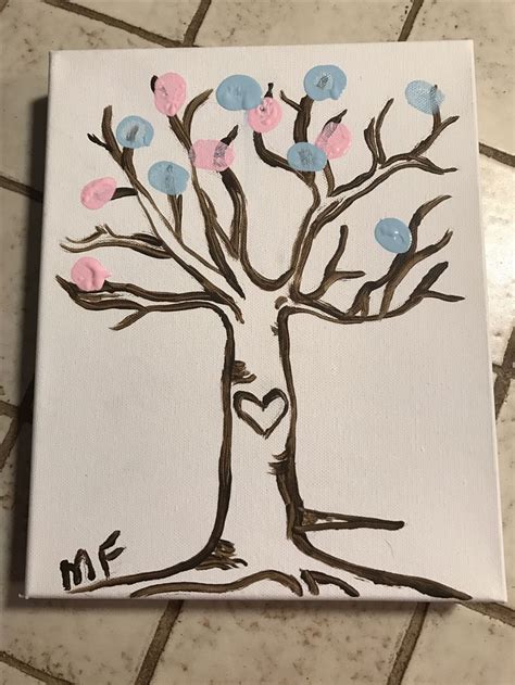 Gender Reveal Guessing Tree With Thumbprint Leaves Gender Reveal