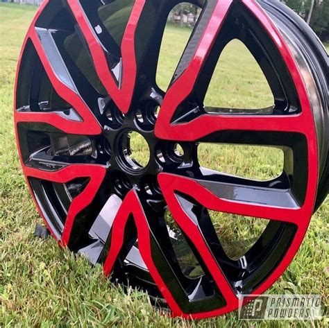 Prismatic Powders - Powder Coated Red And Black 18 Inch Aluminum Wheels | Custom wheels cars ...