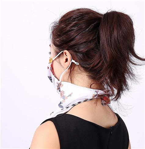 2pcs Women Floral Face Mask Dustproof Ice Silk Neck Gaiter Protector Ear Loops Collar Bandana