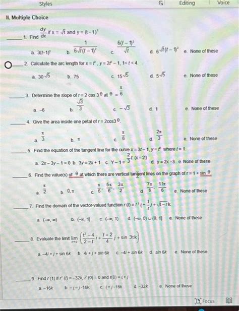 Solved Ii Multiple Choice Dy Find Dx O Styles A Chegg