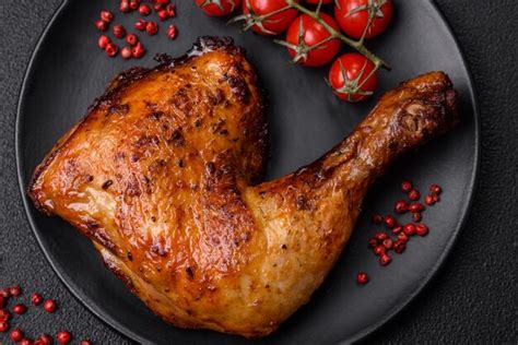 Premium Photo Delicious Grilled Chicken Leg Or Quarter With Salt And