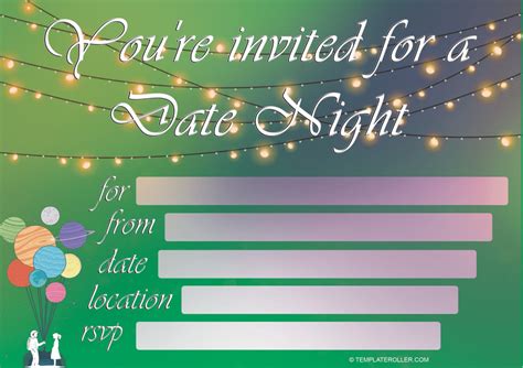 Date Night Invitation Template - Green Download Printable PDF ...